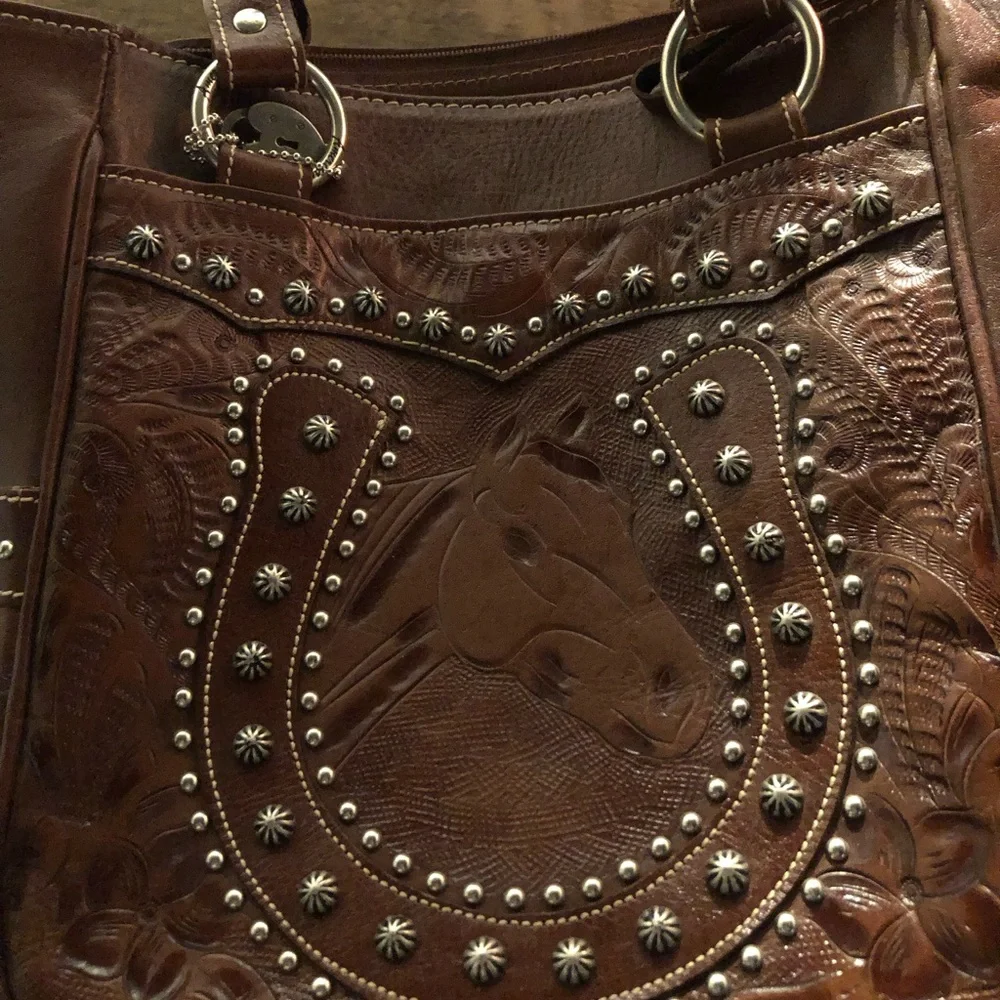 American West Hand tooled leather purse ✨💫🐴 - Picture 1 of 10